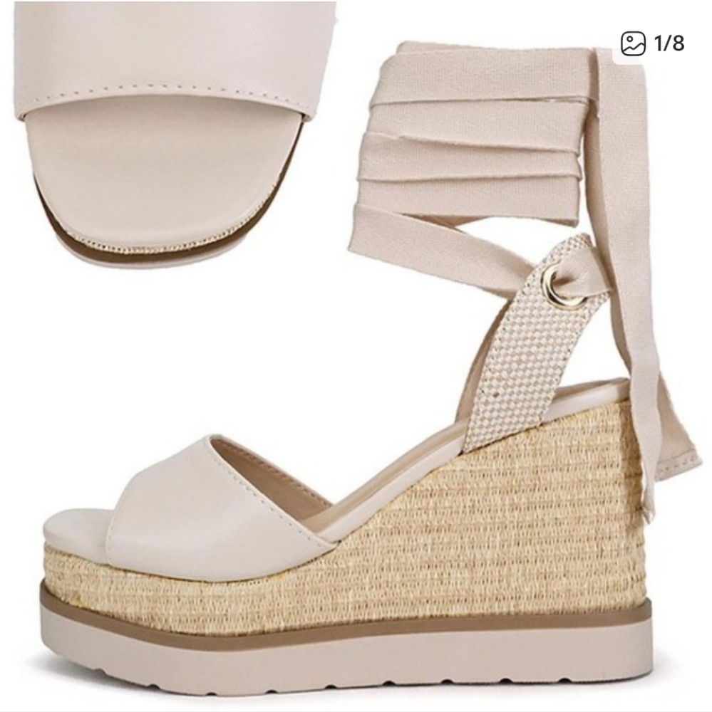 NEW NanaMacs Makayla ankle wedge heel Sandals Size 6 - Picture 7 of 13